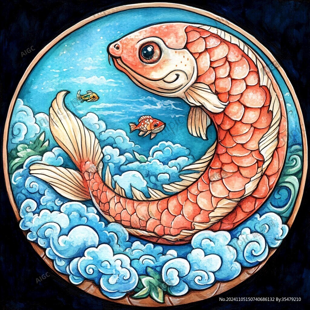吉祥裝飾插畫如魚得水