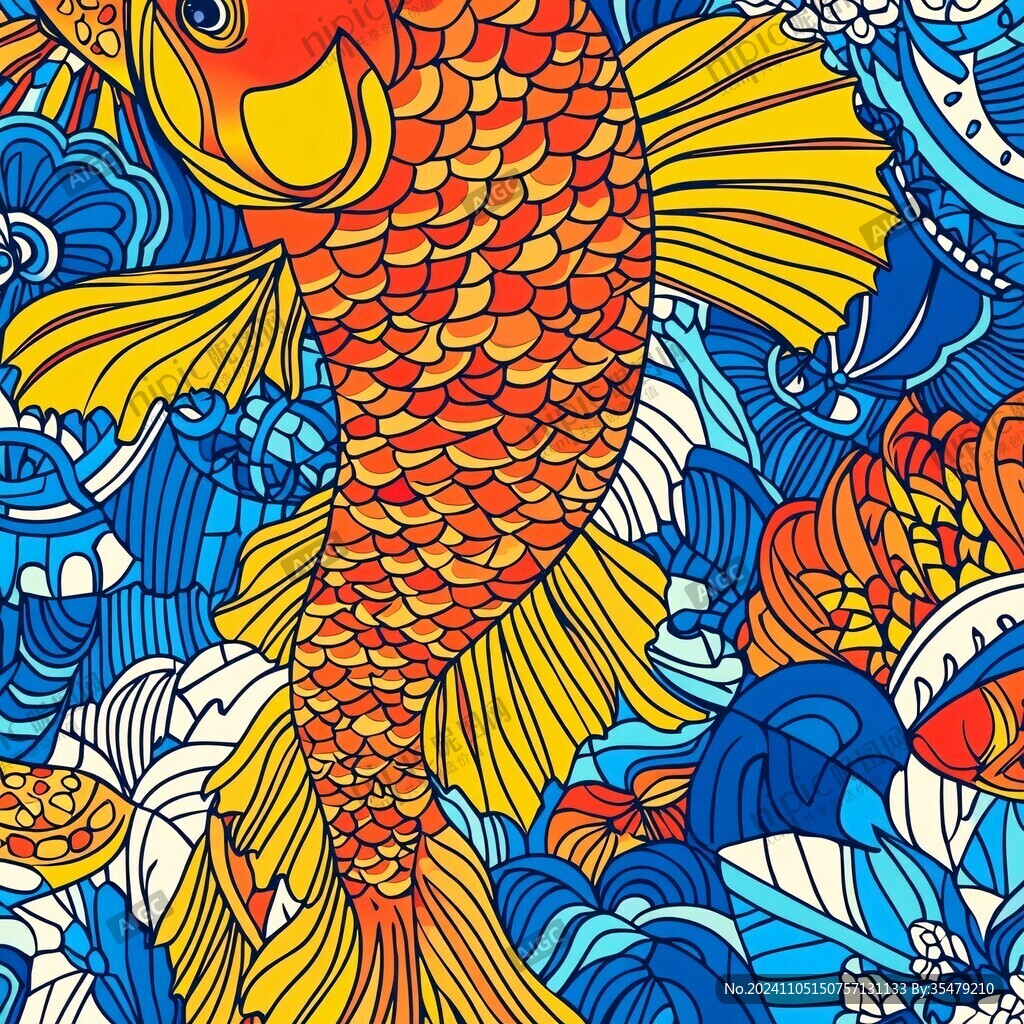 國潮招財(cái)鯉魚