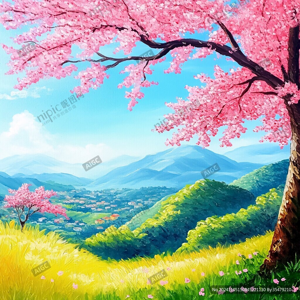無(wú)框畫桃花節(jié)桃花林