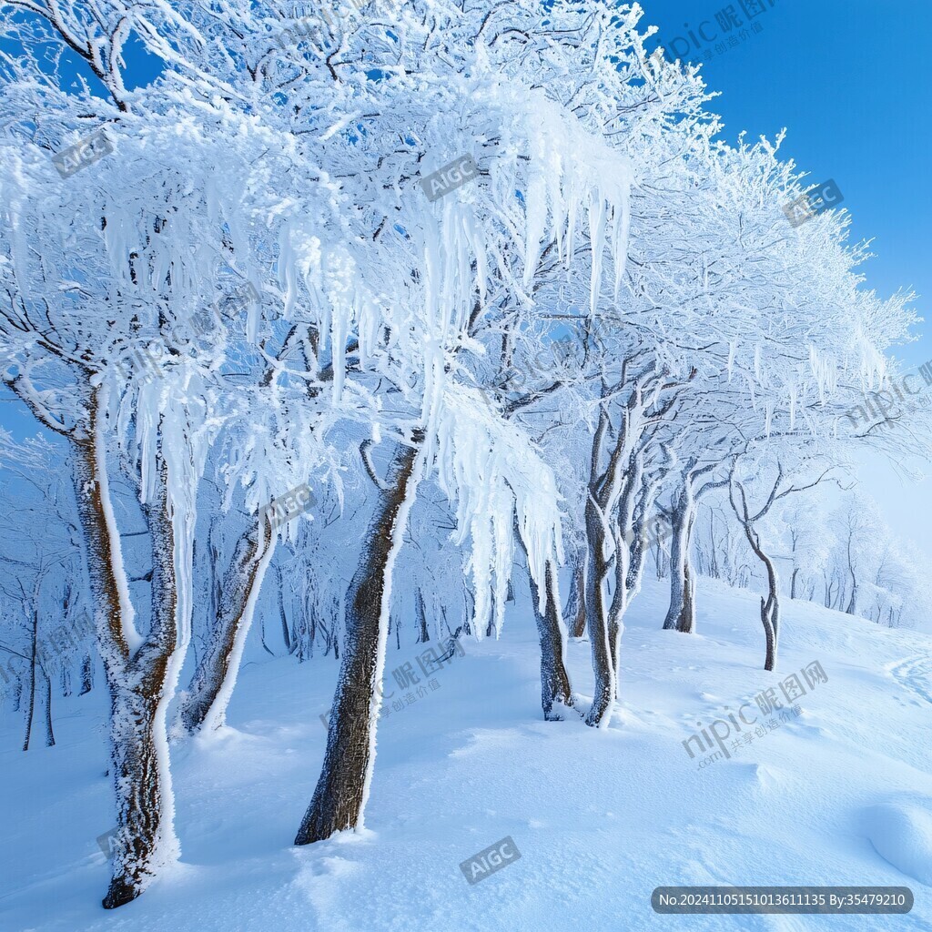 冬季仙境冰雪樹掛