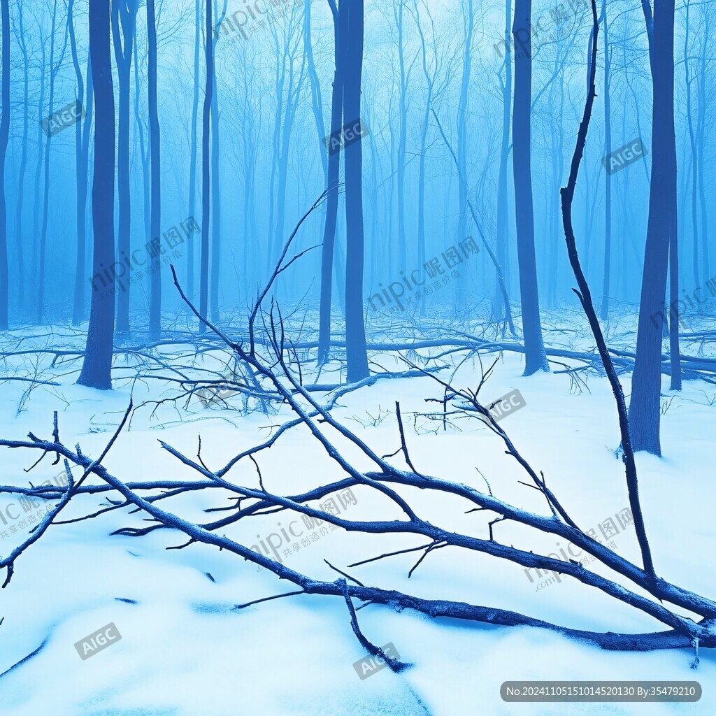 森林雪景樹(shù)枝雪景