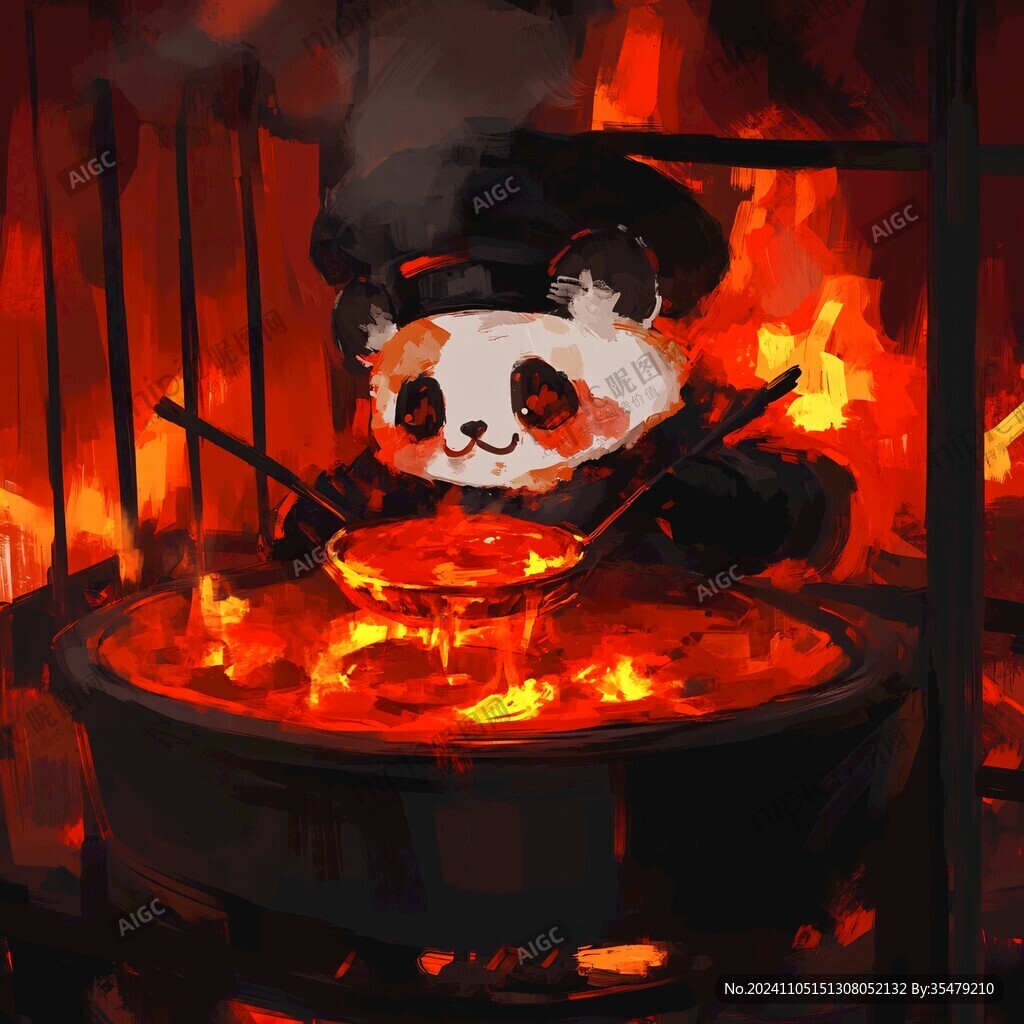 熊貓燒烤插畫