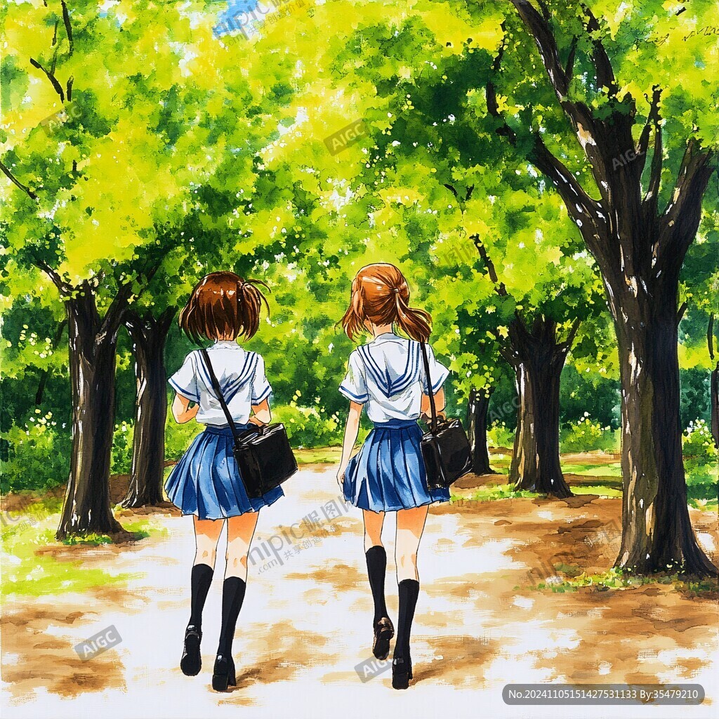 兩少女背影