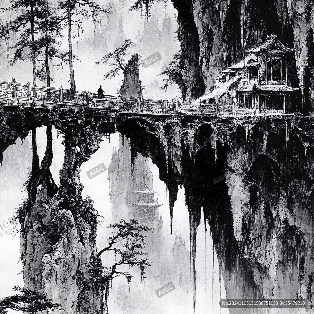 湘西黑白風(fēng)景畫