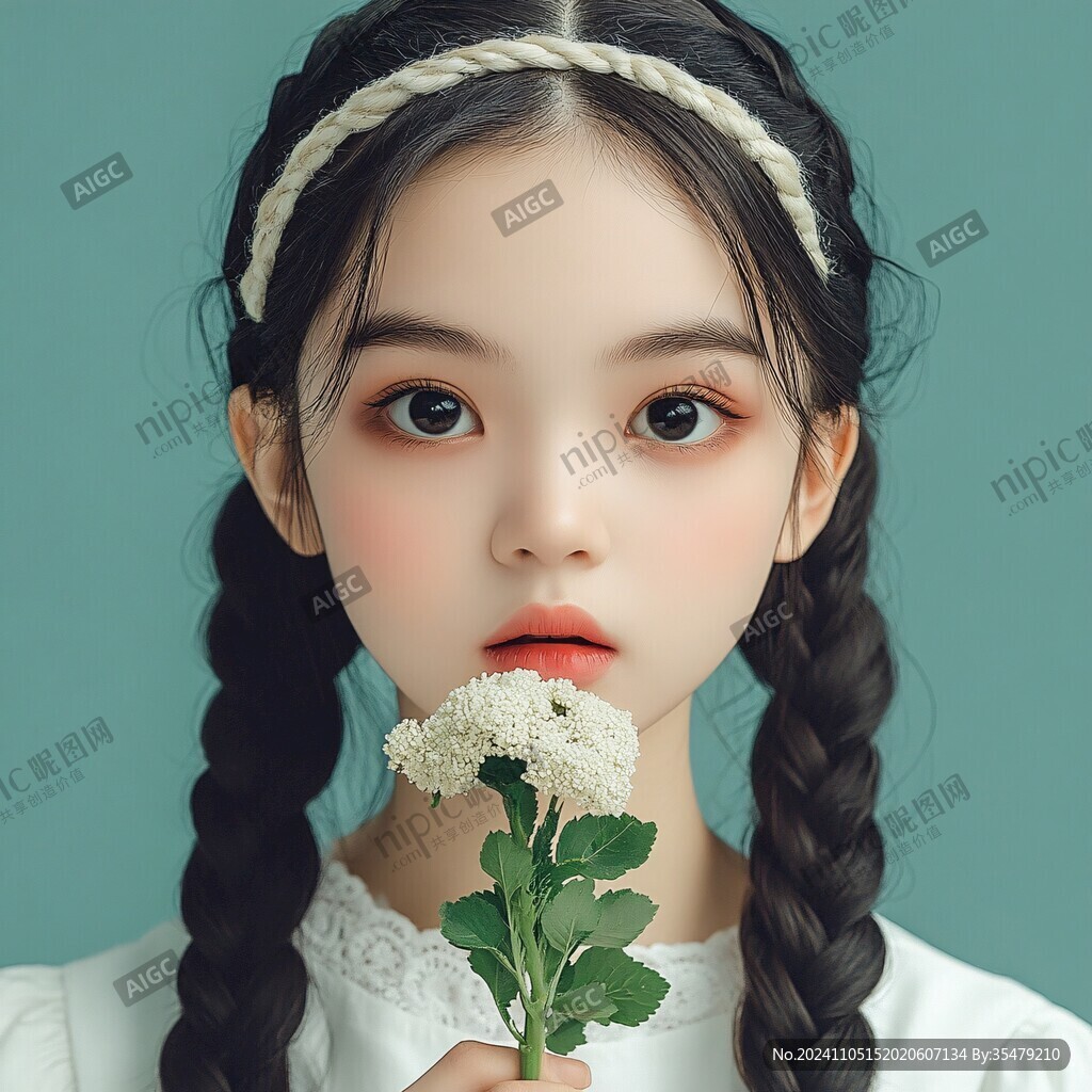 甜美辮子女孩
