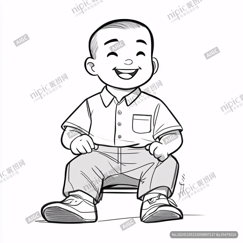蹲坐人物卡通形象