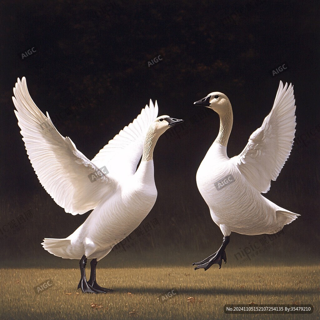 白天鵝禽鳥類油畫