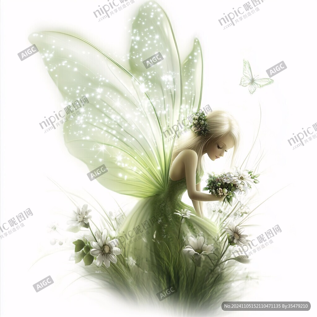 女人蝴蝶樹葉綠瘦