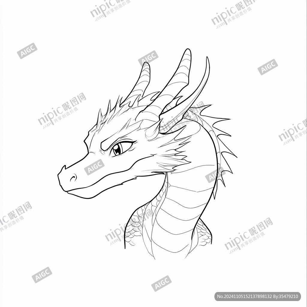 線描簡約版龍抬頭