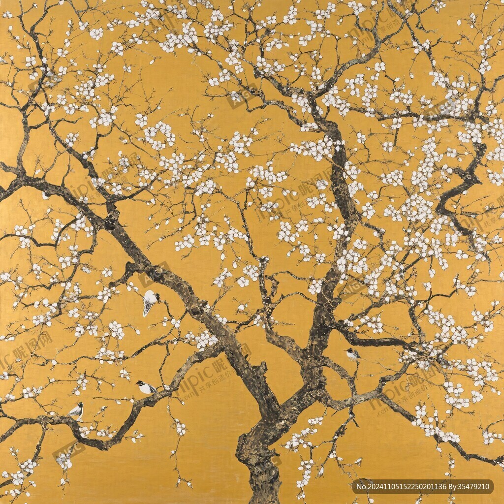 黃地中窠梅花