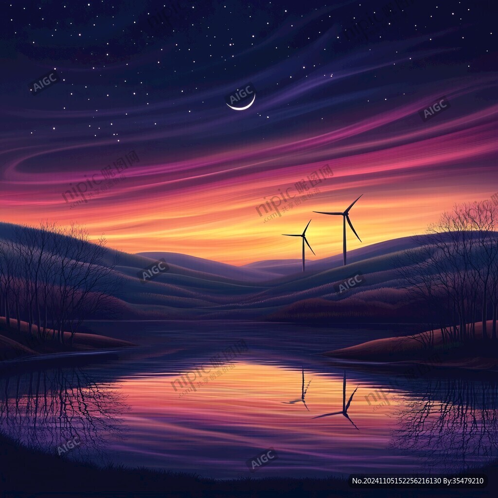 日出風景插畫