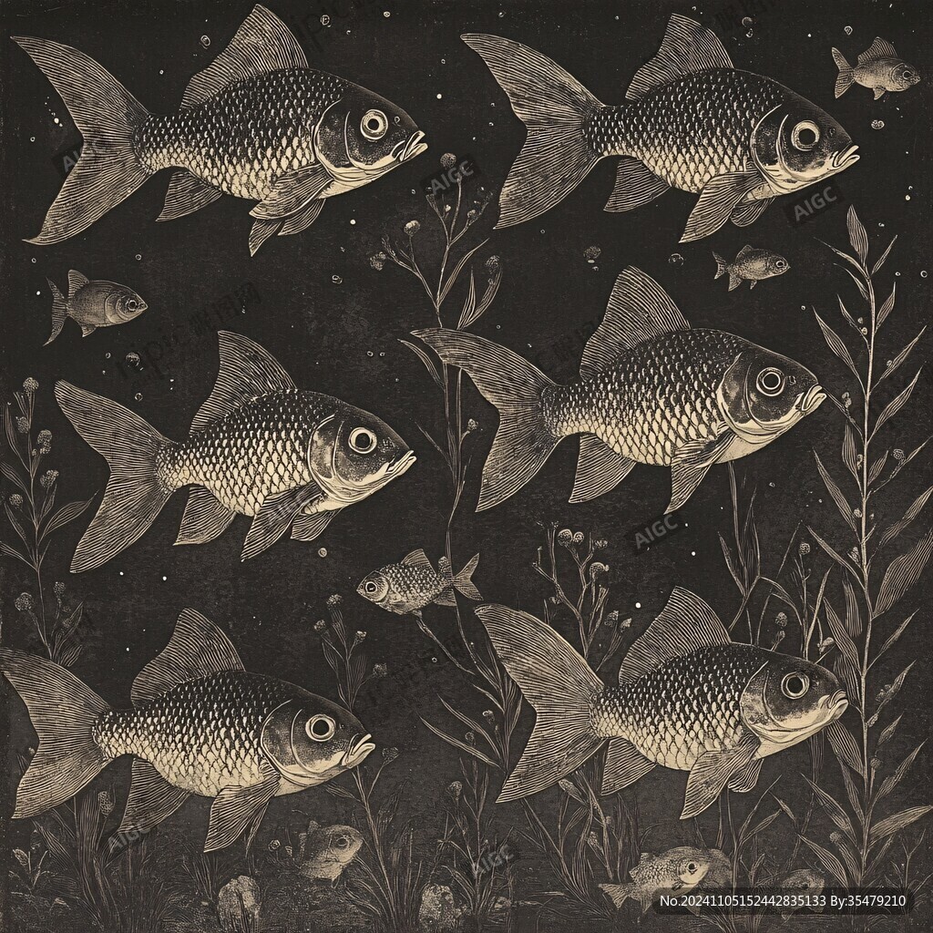 金色魚(yú)裝飾畫(huà)