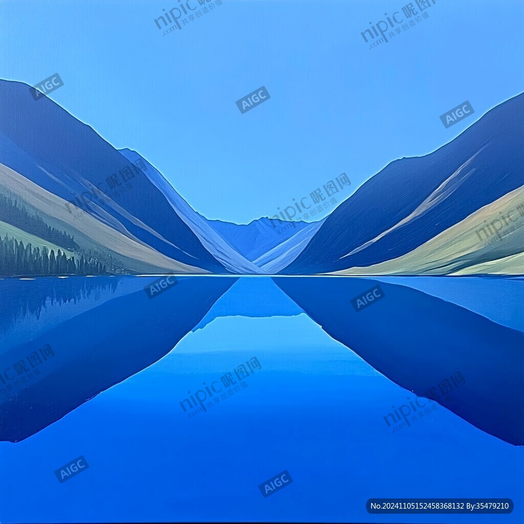 高清抽象時尚藍色山水
