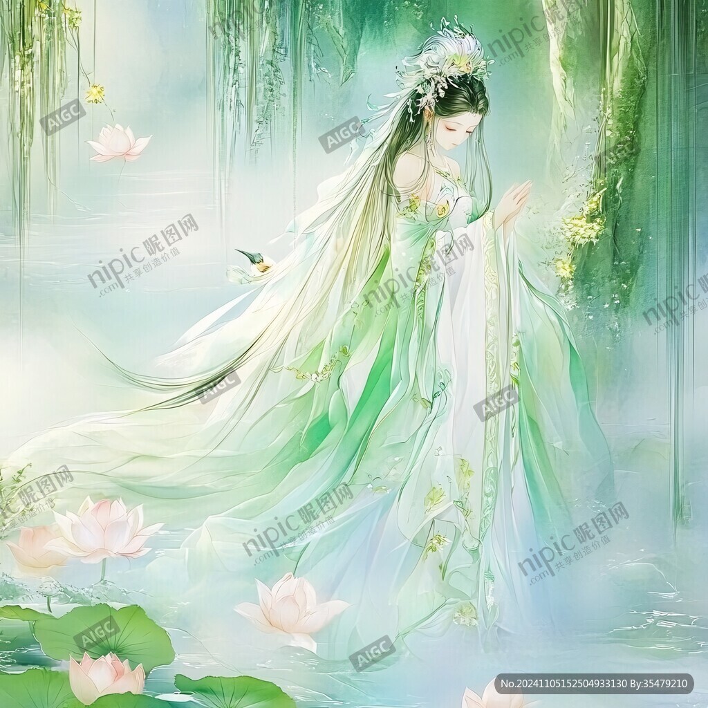 手繪荷花仙女
