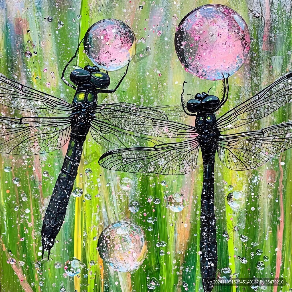 繪畫作品蜻蜓插畫