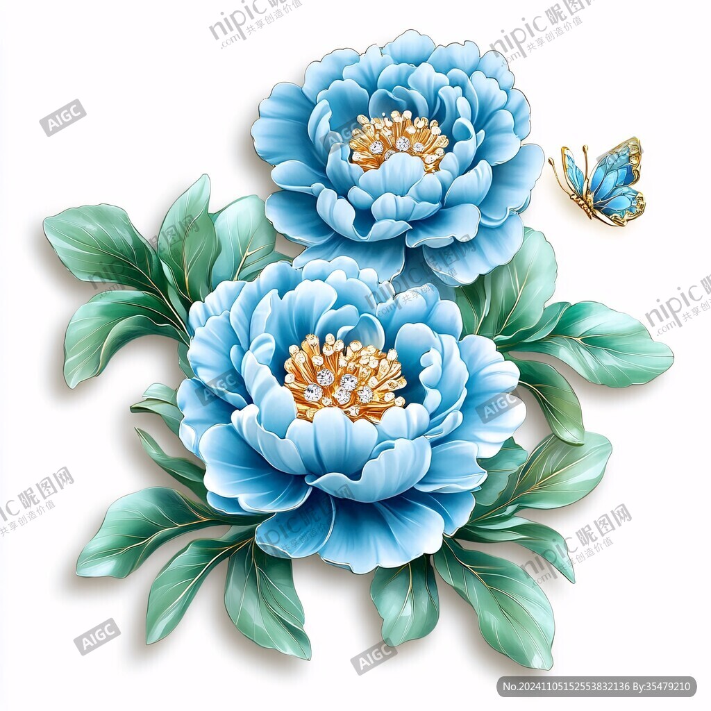 手繪立體牡丹花卉
