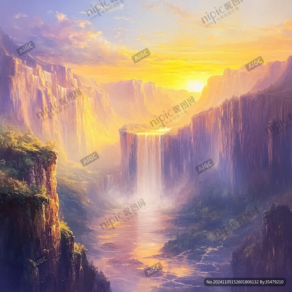 大瀑布風(fēng)景畫