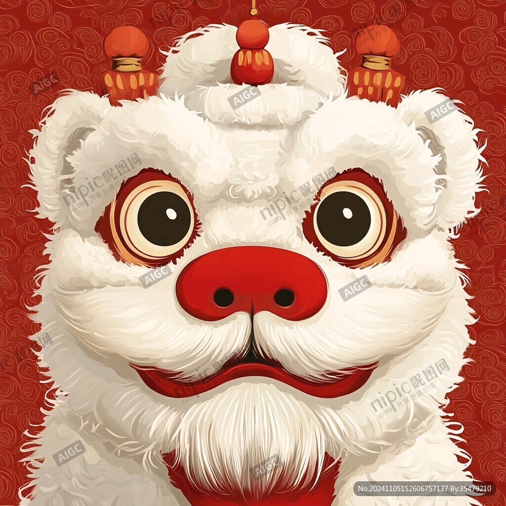 舞獅包裝插畫