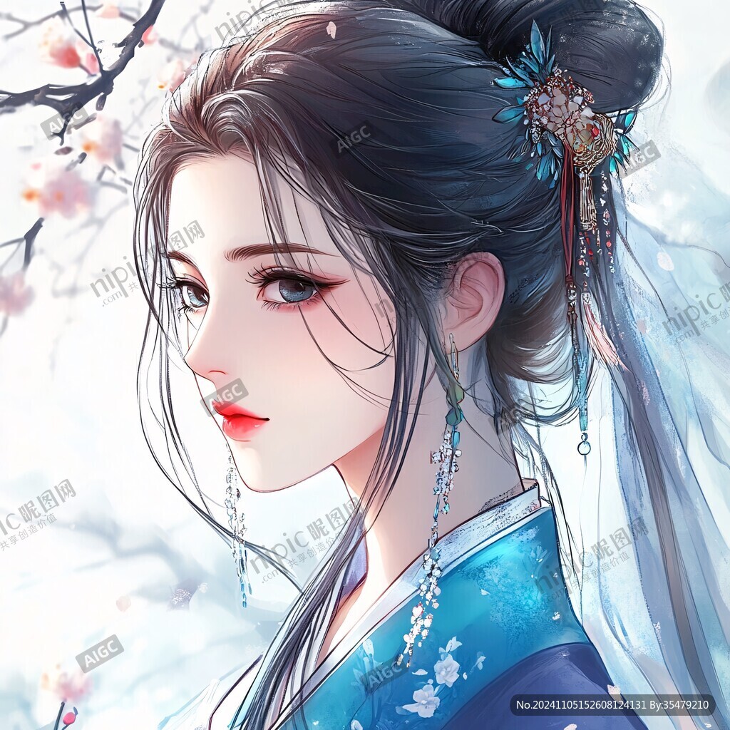 古風(fēng)美女頭像插畫(huà)封面