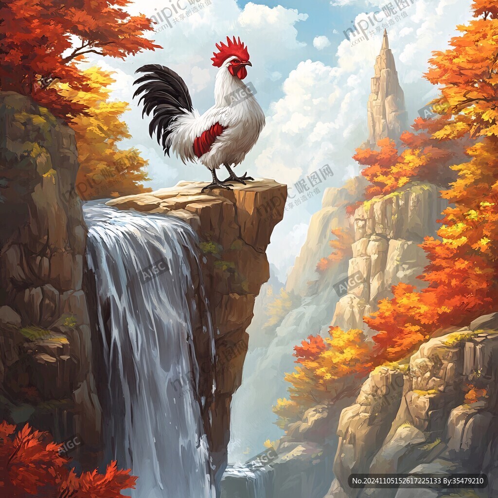 高山散養雞插畫