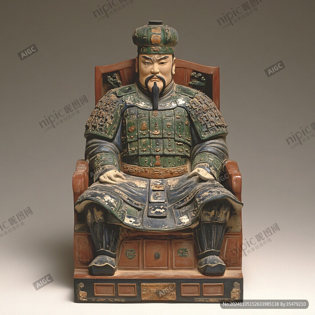 古代武將的威嚴雕像