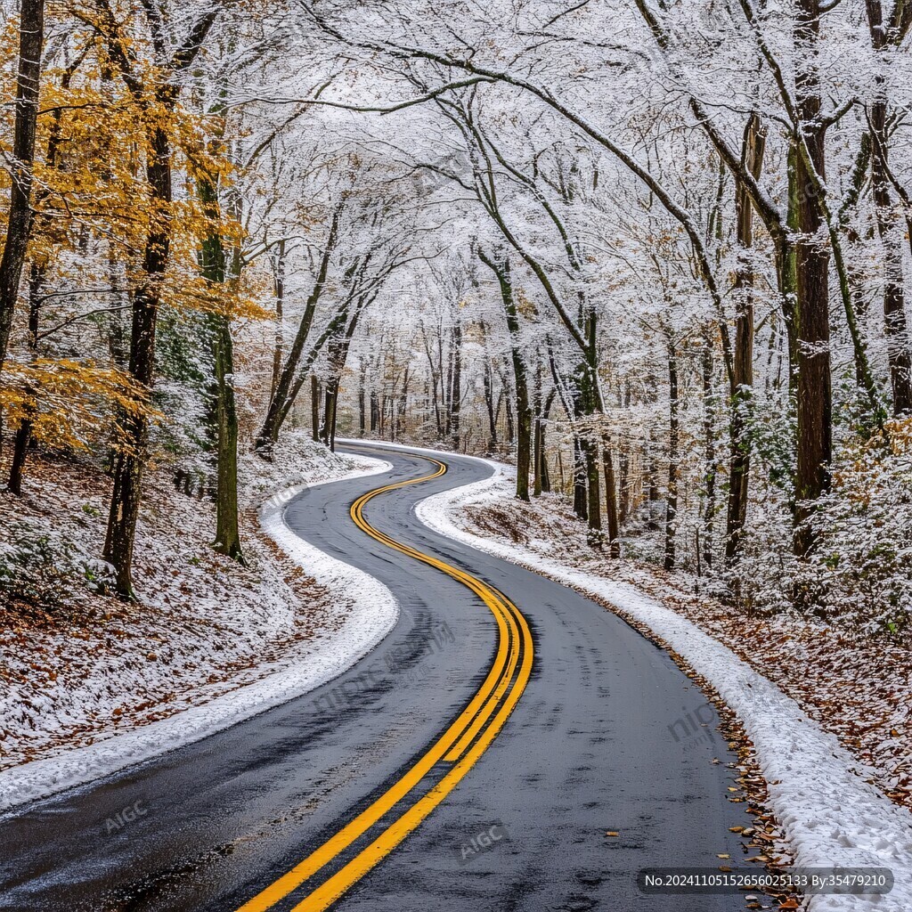 林間公路雪景