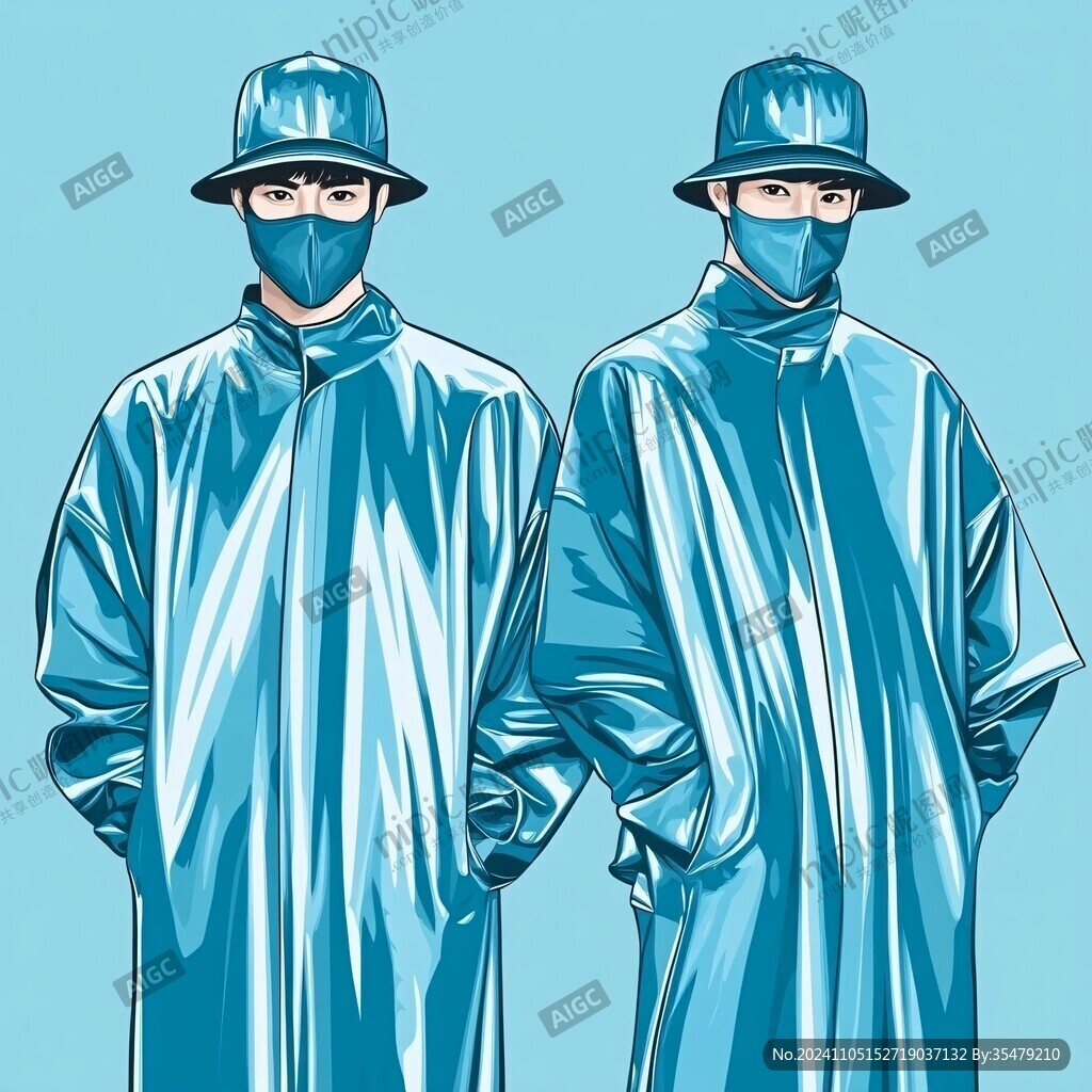 防護(hù)醫(yī)護(hù)服插畫