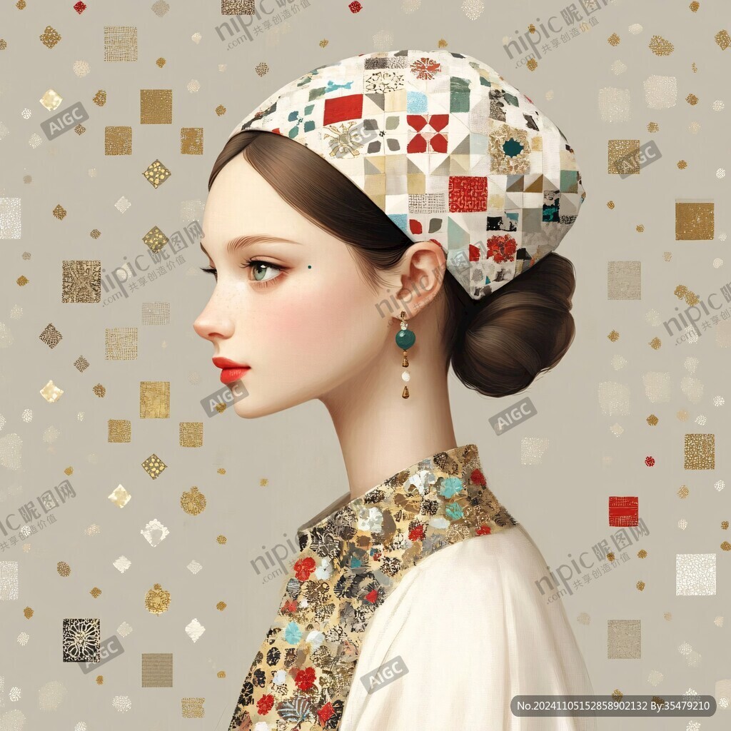 回族美女插畫