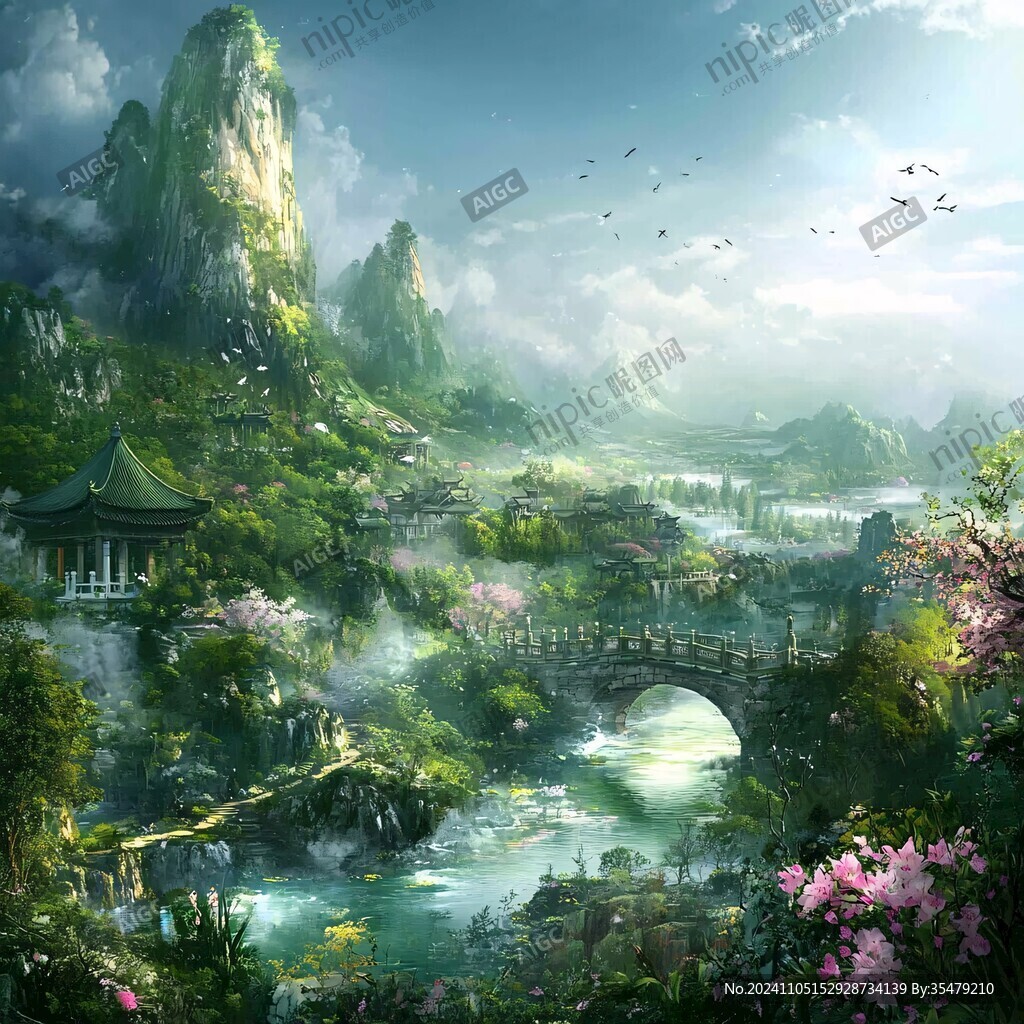 古風山水場景