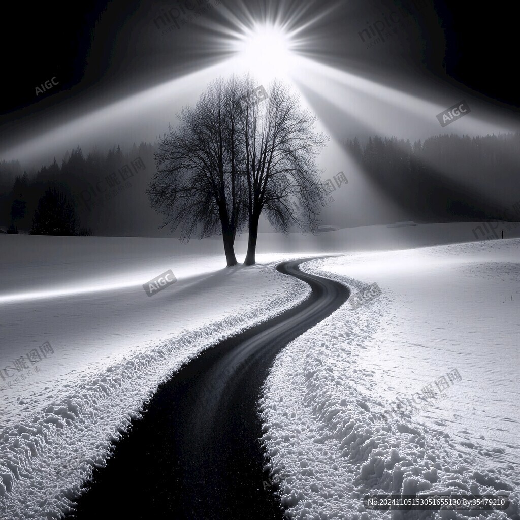 雪地光影雪景