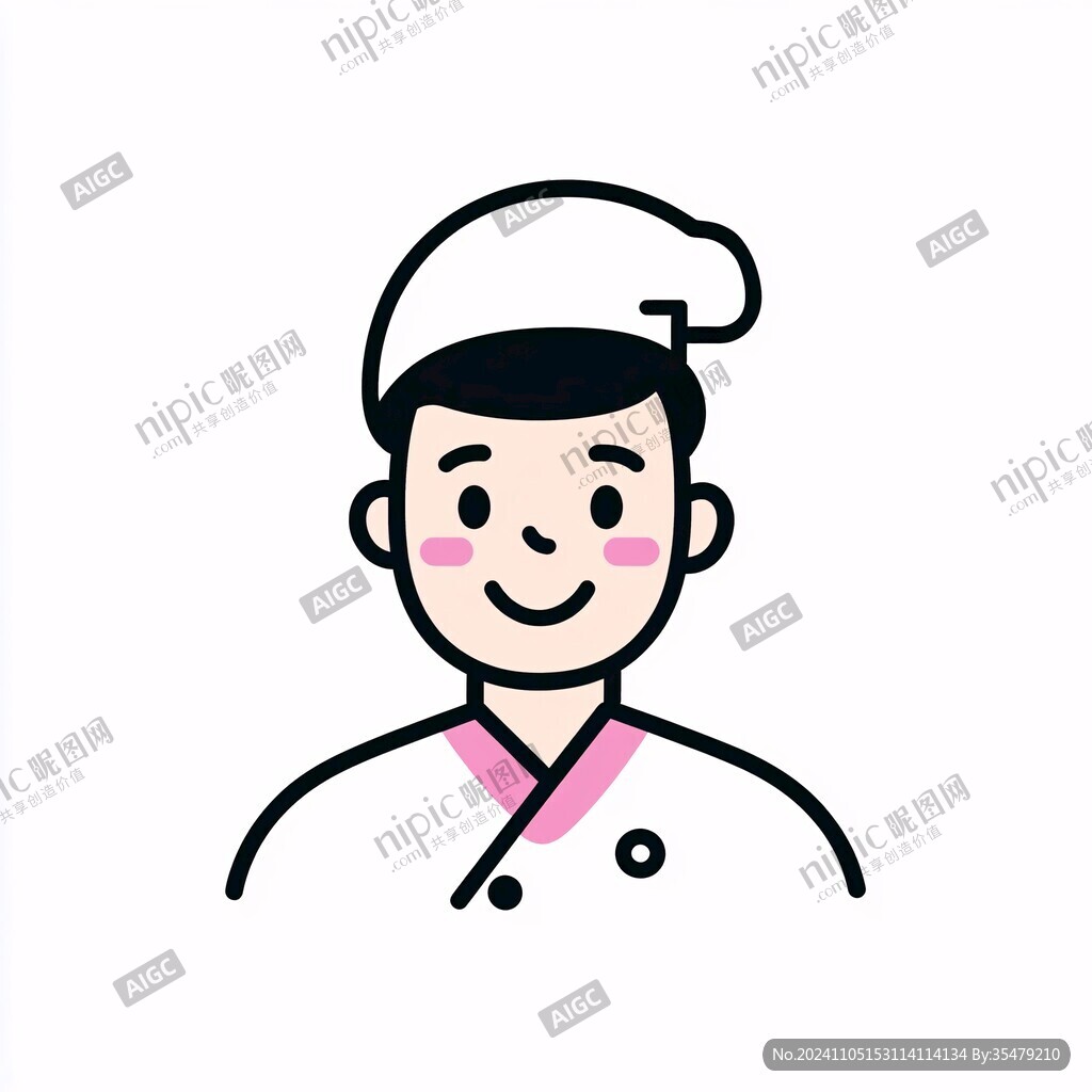 卡通開心男廚師頭象