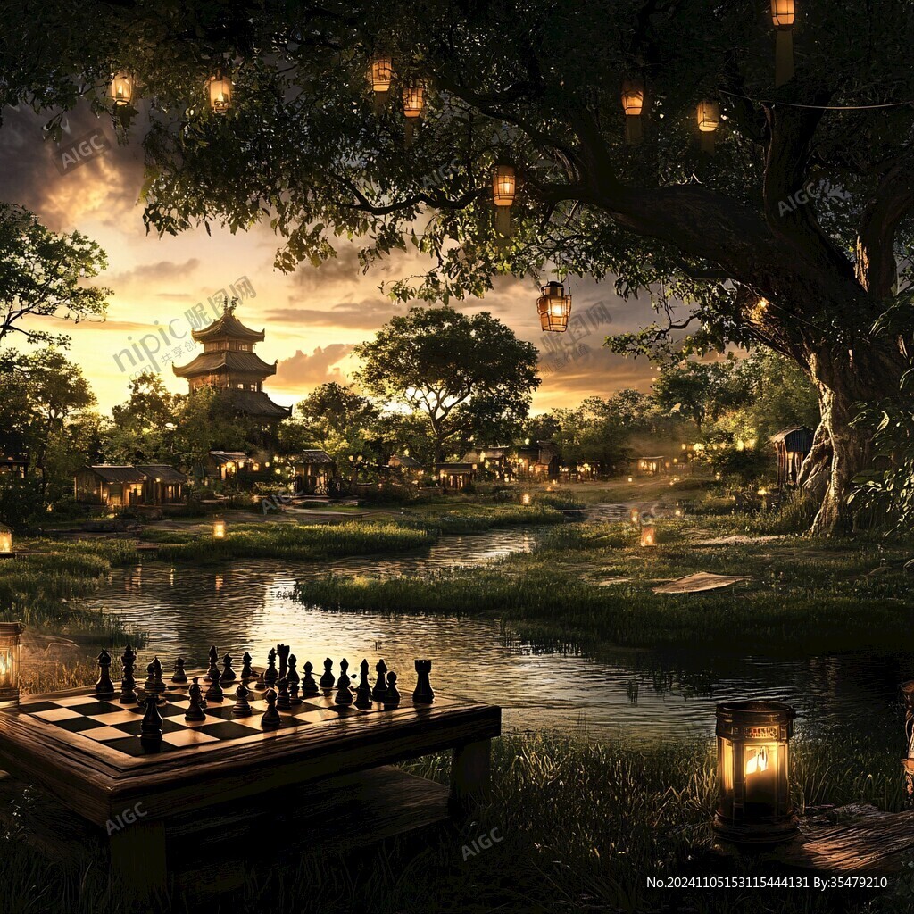 景觀園林夜景效果圖