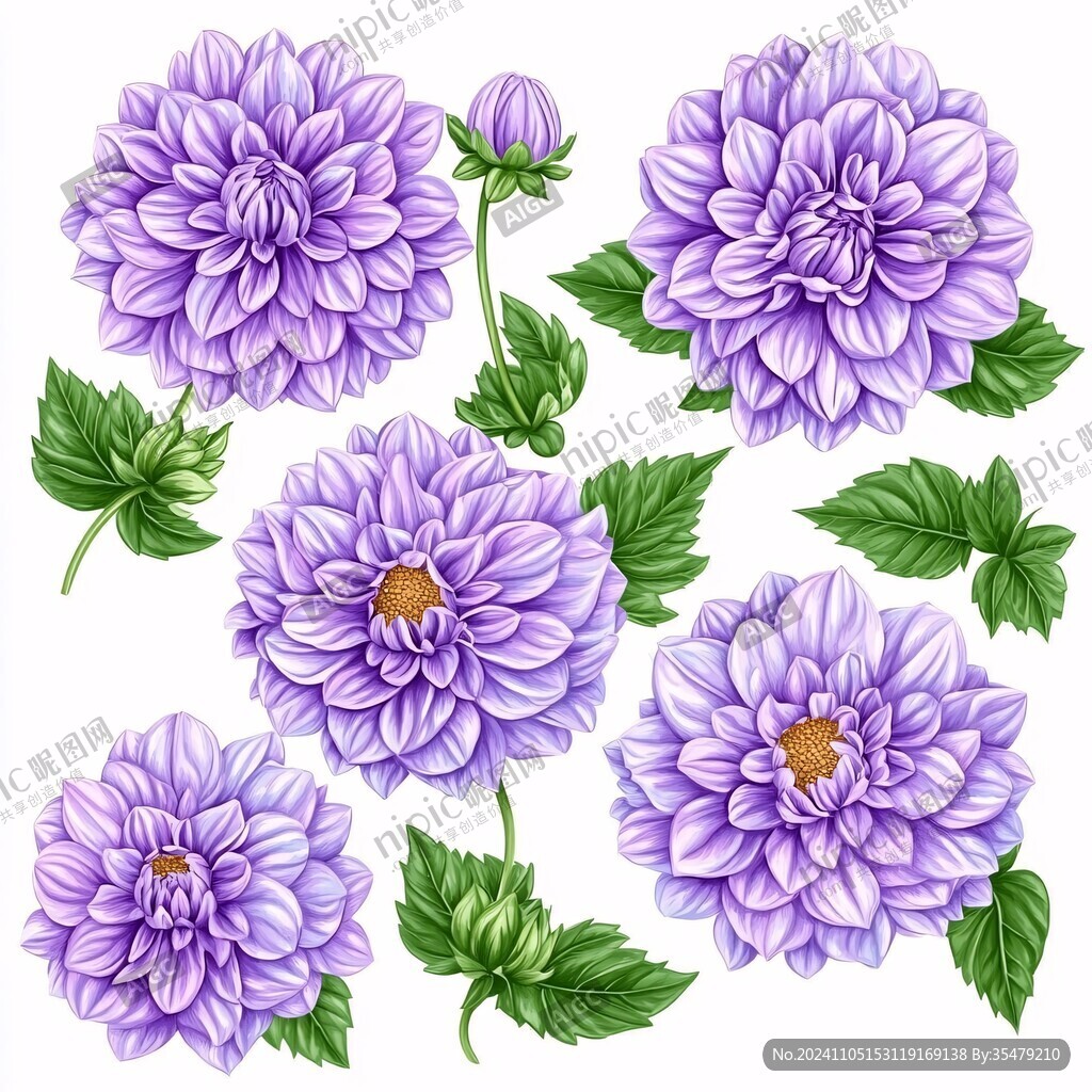紫色精美花手繪