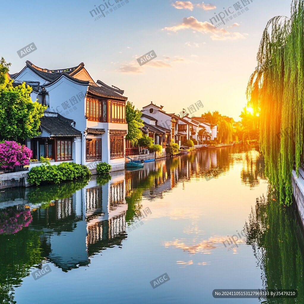 江南水鄉(xiāng)傍晚景色