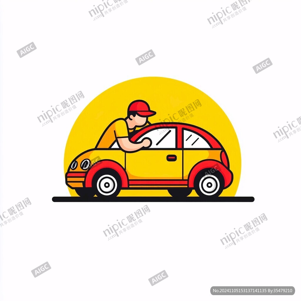 汽修工卡通logo