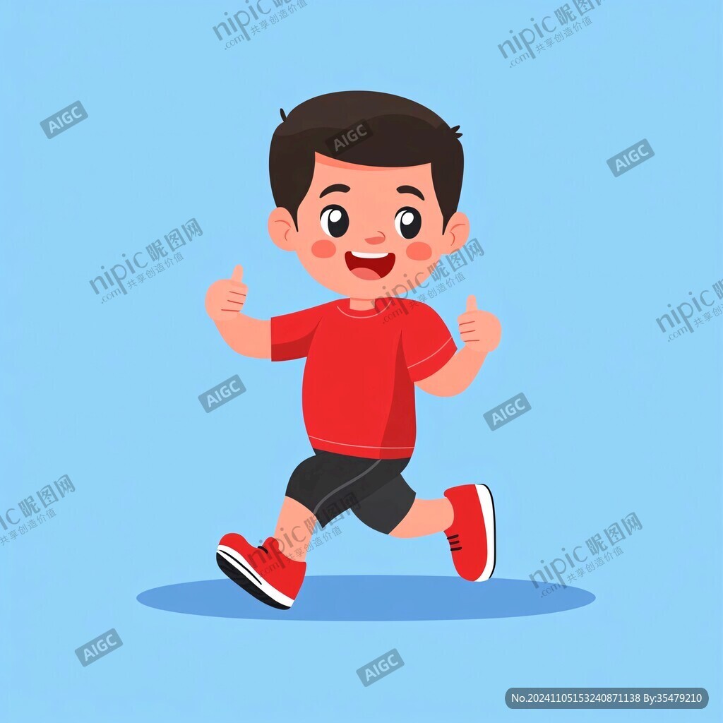 卡通跑步男生
