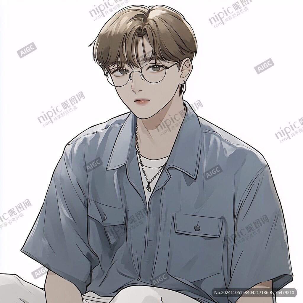 男生頭像插畫