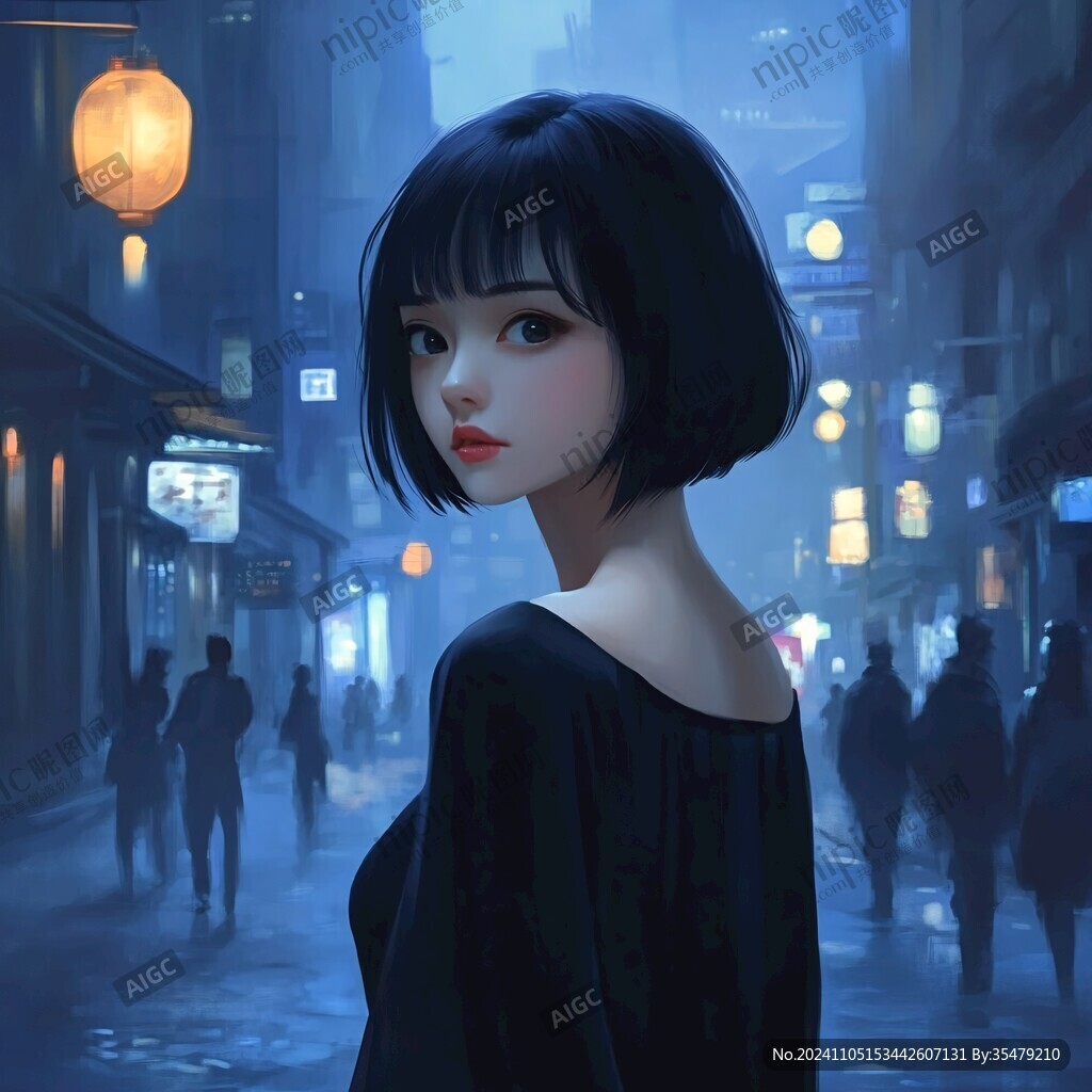 人物插畫短發(fā)女生