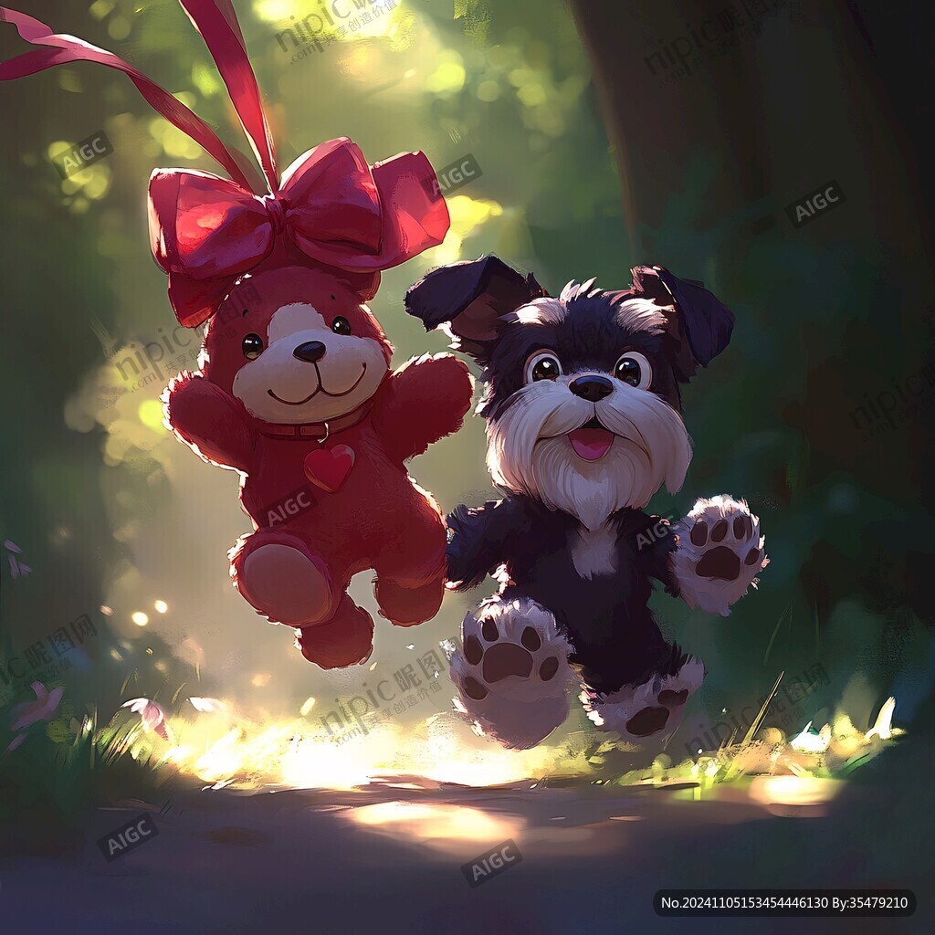 毛絨狗插畫