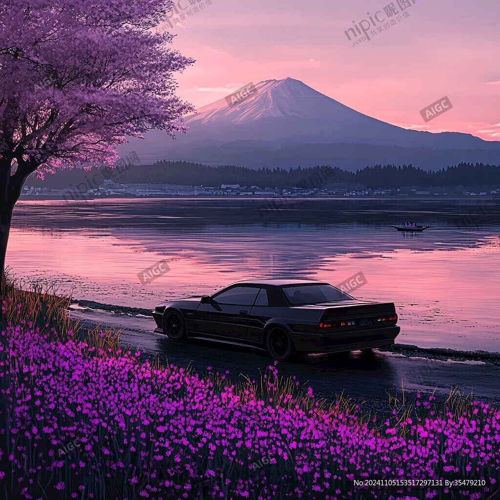 桃花與汽車