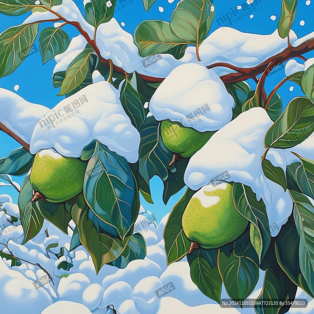 柚子樹上的積雪