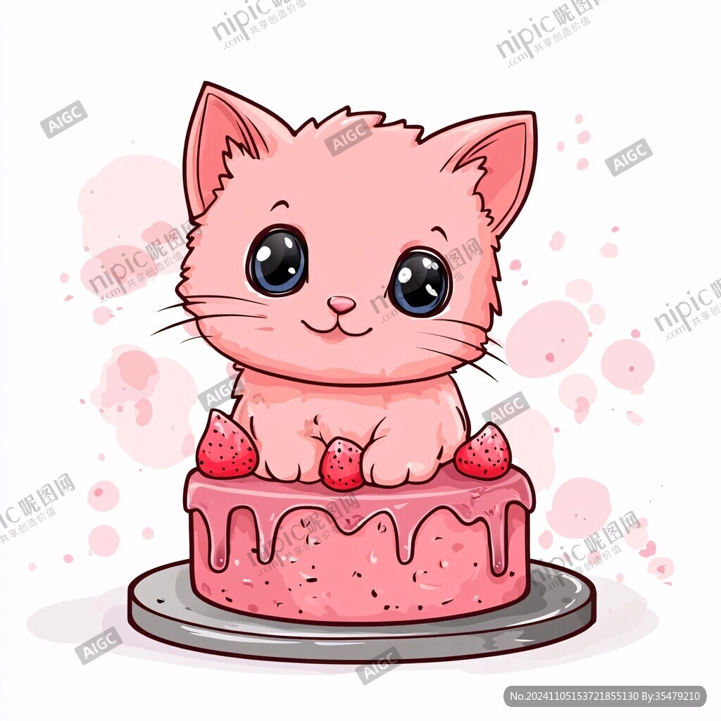 奶萌小貓插畫圖案