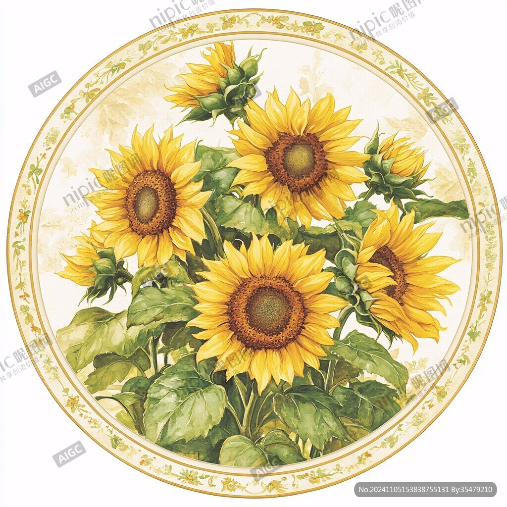 高清手繪太陽花向日葵