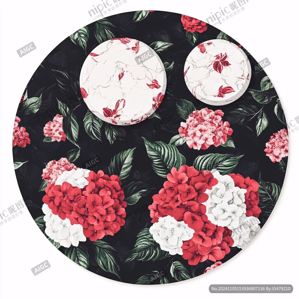 牡丹花圓形圖案