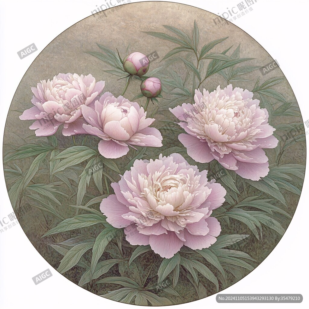 工筆芍藥花