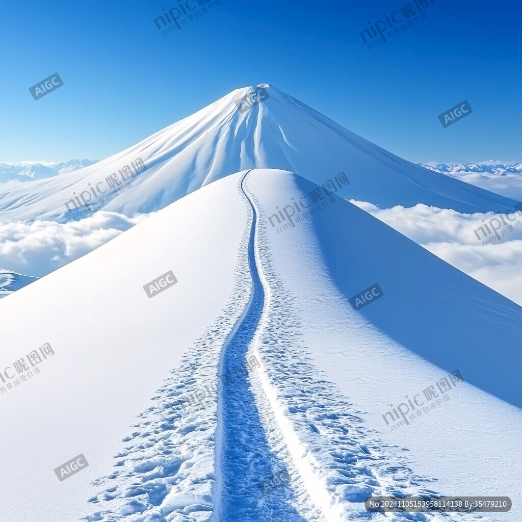 冬季戶外登山雪景