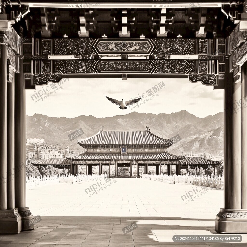 韓國古典建筑舞臺背景