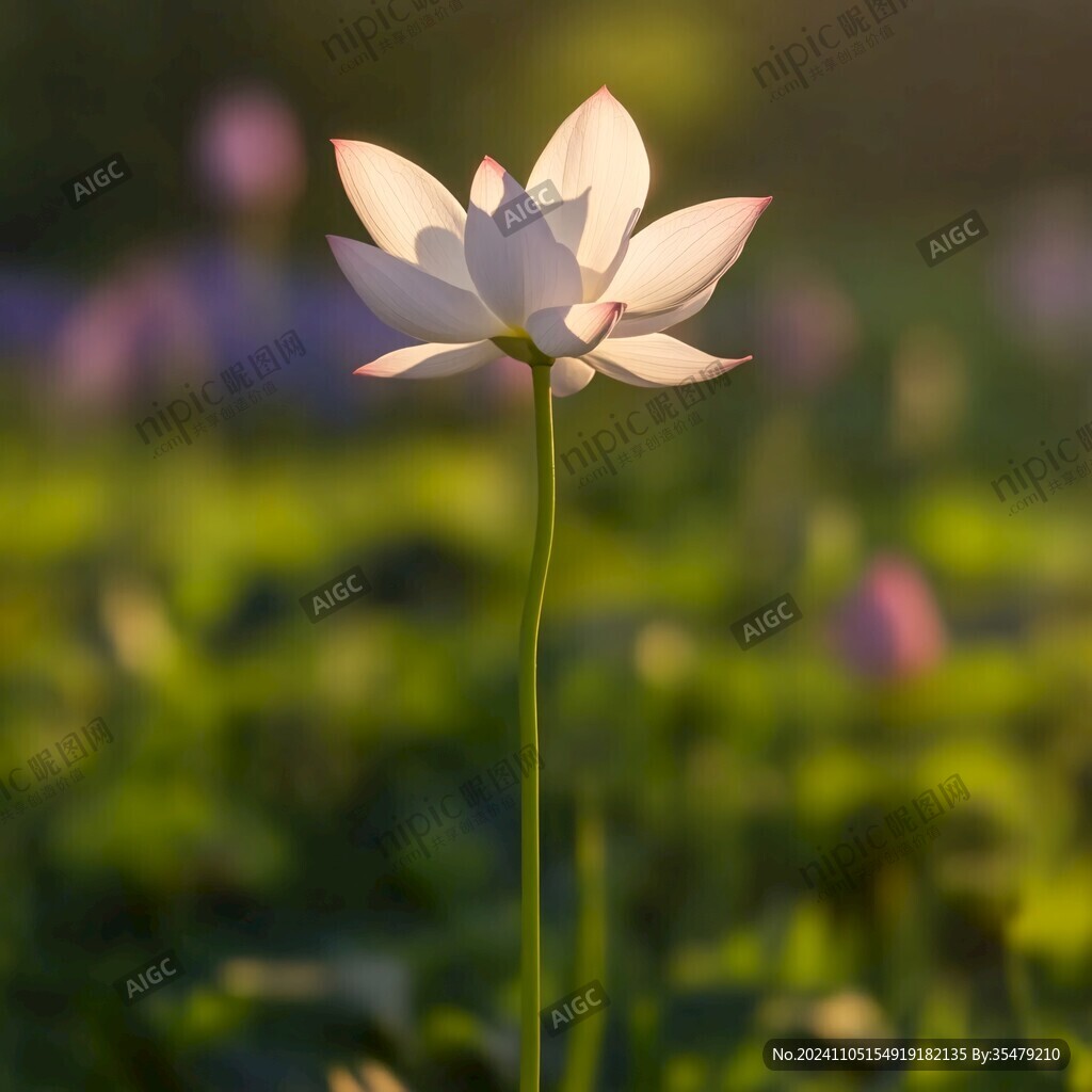 夕陽下的白荷