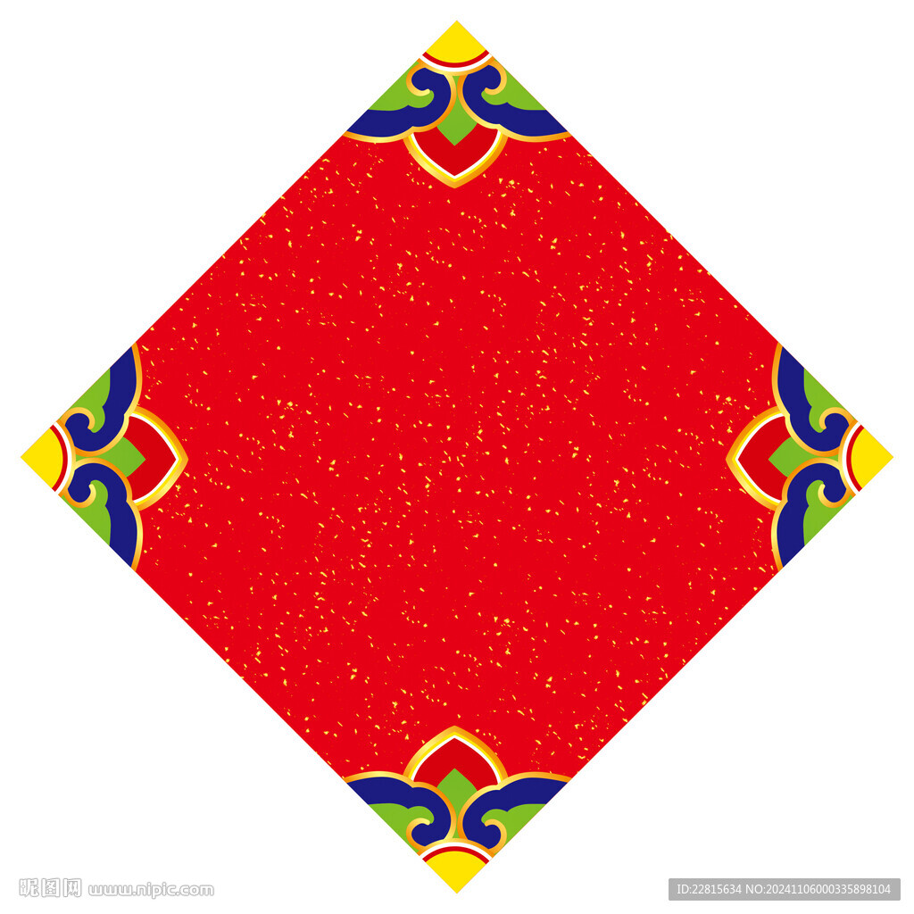 矢量燙金宮廷斗方萬年紅對聯(lián)紅紙
