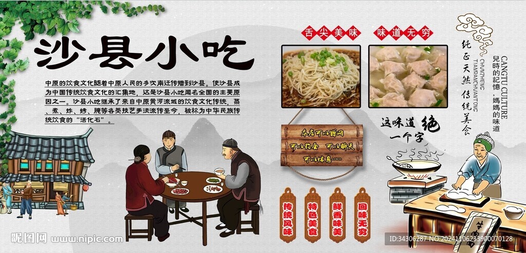 沙縣小吃背景墻